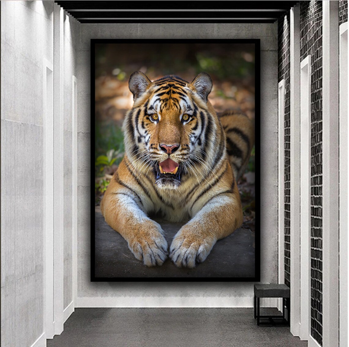 Wild Tiger Portrait Mouth Open Intense Wildlife Photography Poster - Image 4