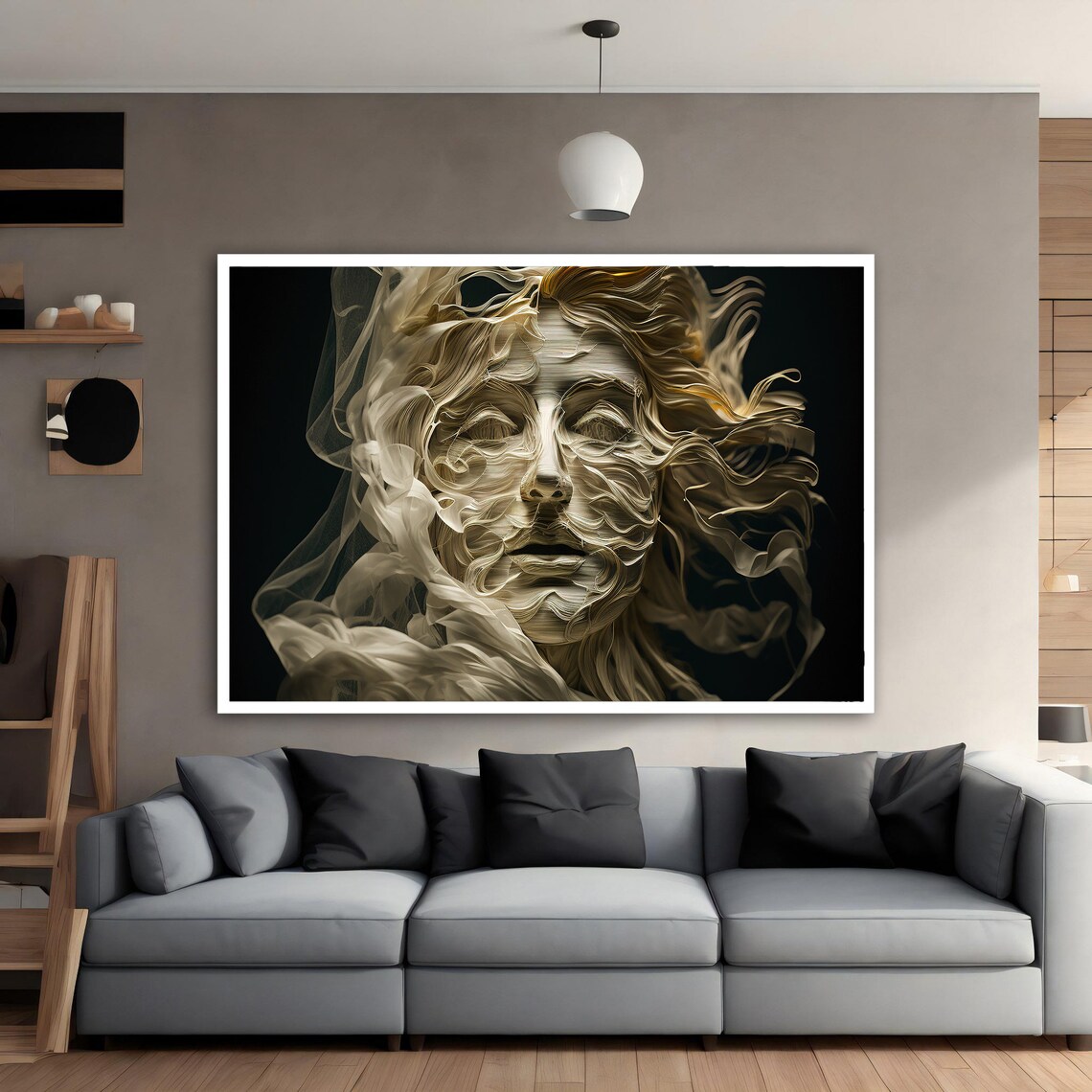 Surreal Smoke Veil Woman Face Ethereal Goddess Dark Art Poster - Image 4