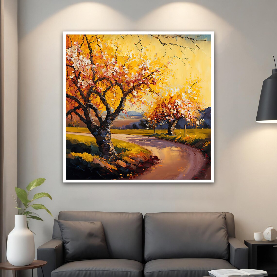 Tree Abstract Pink Colorful Painting, Autumn Decor - Image 5