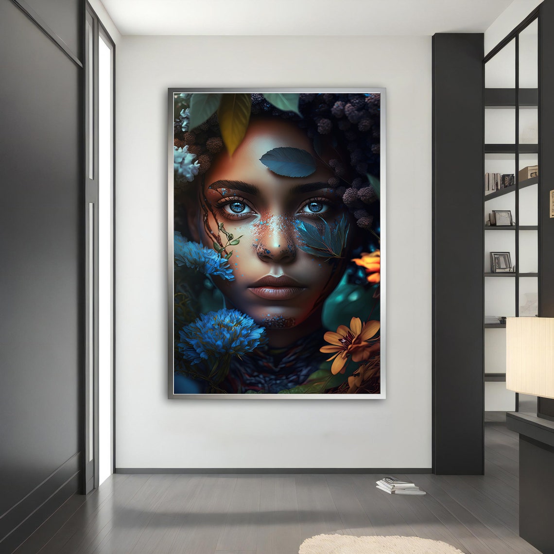 Blue Eyed Woman Blue Flower Garden Botanical Portrait Wall Art Print - Image 5