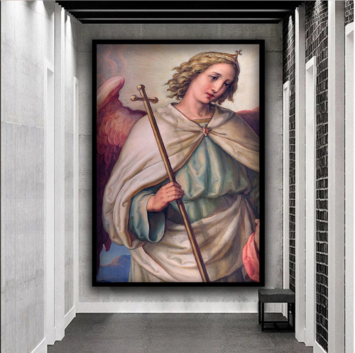 Classic Guardian Angel Religious Painting Vintage Style Wall Art - Image 4