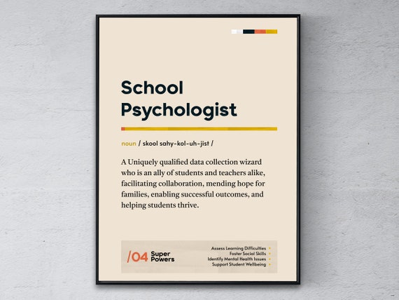 School Psychologist Definition Poster Funny Modern Office Gift Mental Health Coworker Wall Art Therapist Graduation Print
