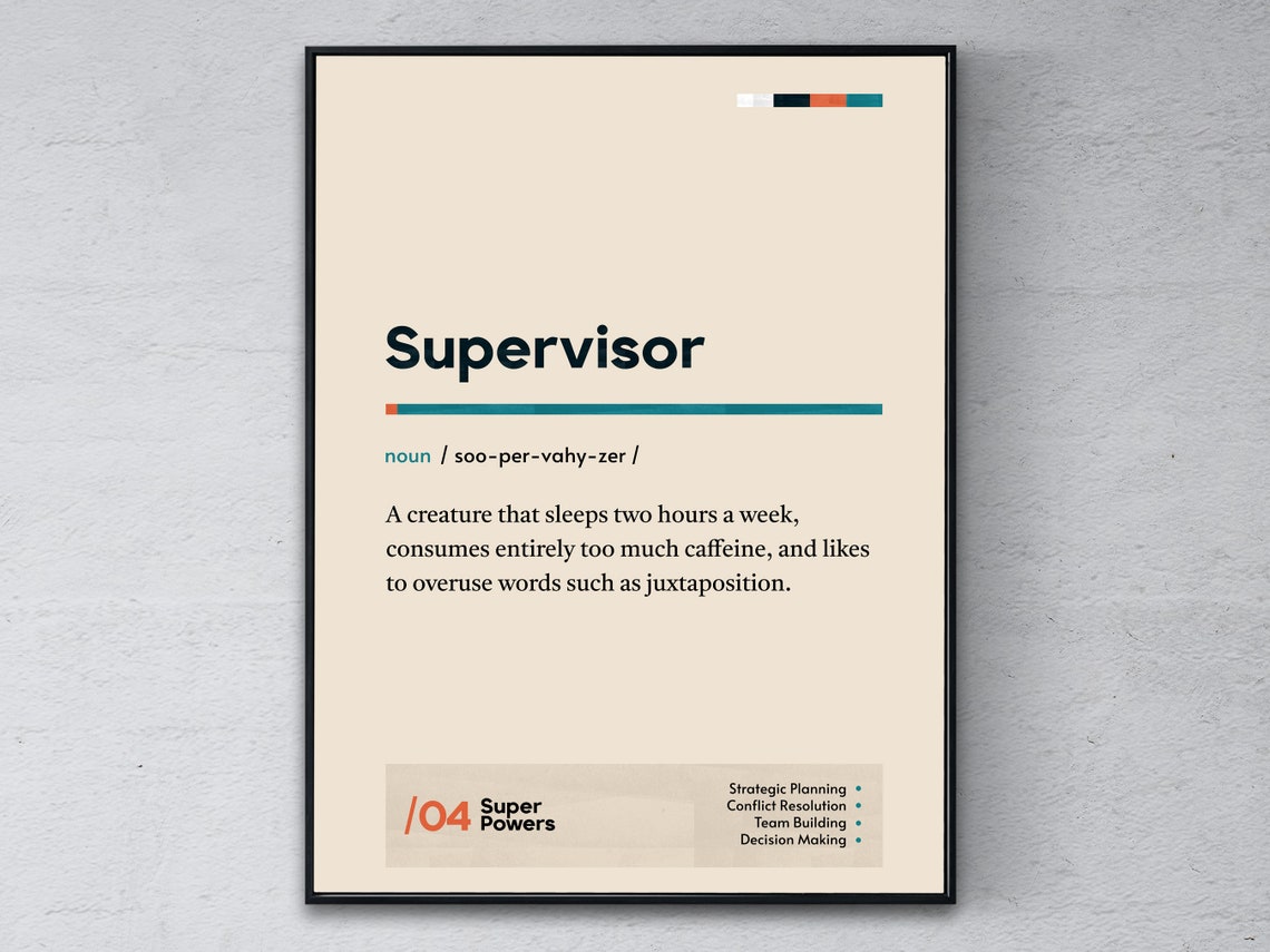 Supervisor Funny Definition Office Manager Boss Coworker Gift Poster