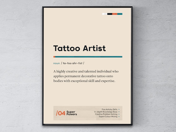 Tattoo Artist Funny Dictionary Definition Ink Studio Gift Poster