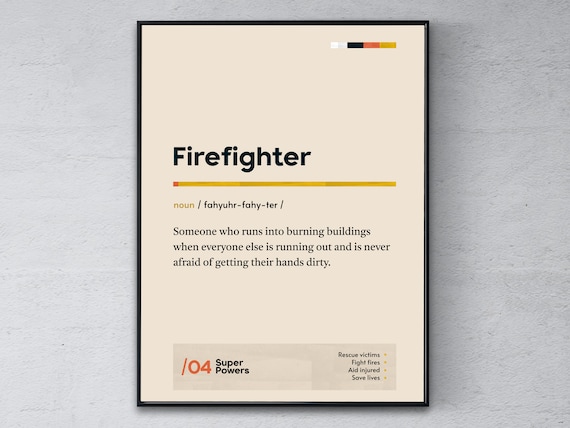 Firefighter Dictionary Definition Brave Fireman Graduation Gift Poster