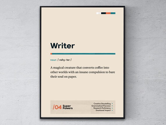 Writer Definition Funny Dictionary Style Modern Office Poster