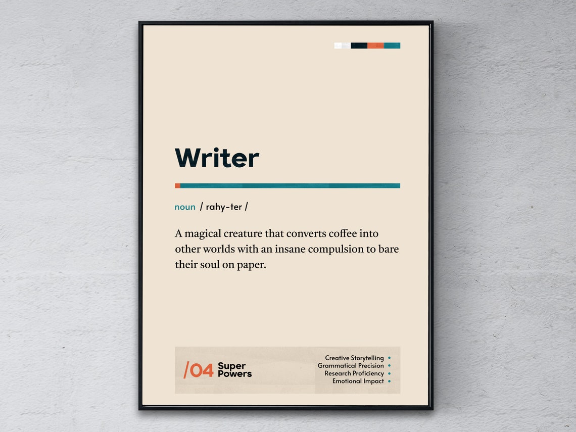 Writer Definition Funny Dictionary Style Modern Office Poster