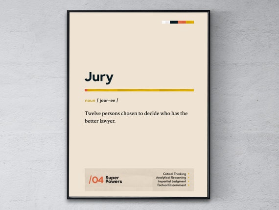 Jury Definition Poster Tribunal Coworker Wall Art Panel Graduation Print Funny Modern Office Gift