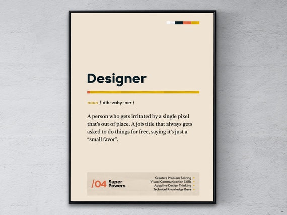 Designer Definition Poster Creator Graduation Print Artist Coworker Wall Art Funny Modern Office Gift