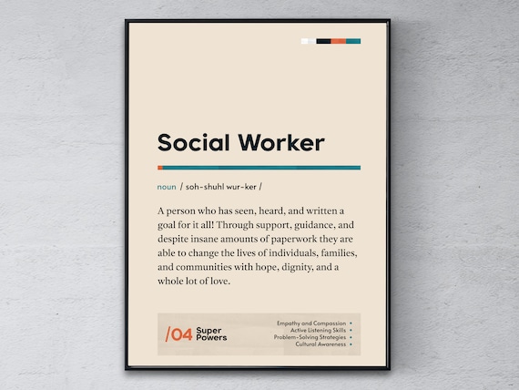 Social Worker Heartfelt Dictionary Definition Super Powers Poster