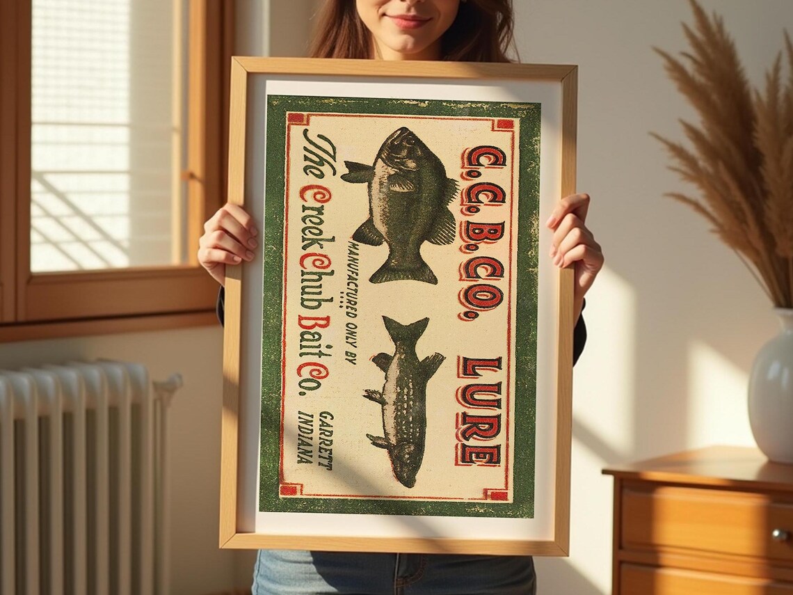 Vintage Fishing Lure Art Print, Fisherman Decor - Image 4