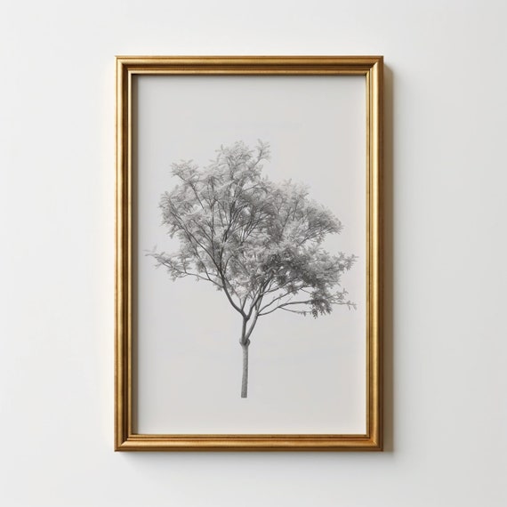 Vintage Tree Sketch Etching Print Neutral Wall Art Antique Drawing Of Tree Farmhouse Decor Wall Art File