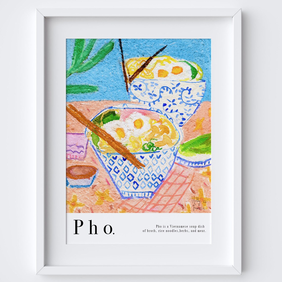 Pho Watercolour Poster Print, Vietnamese Food