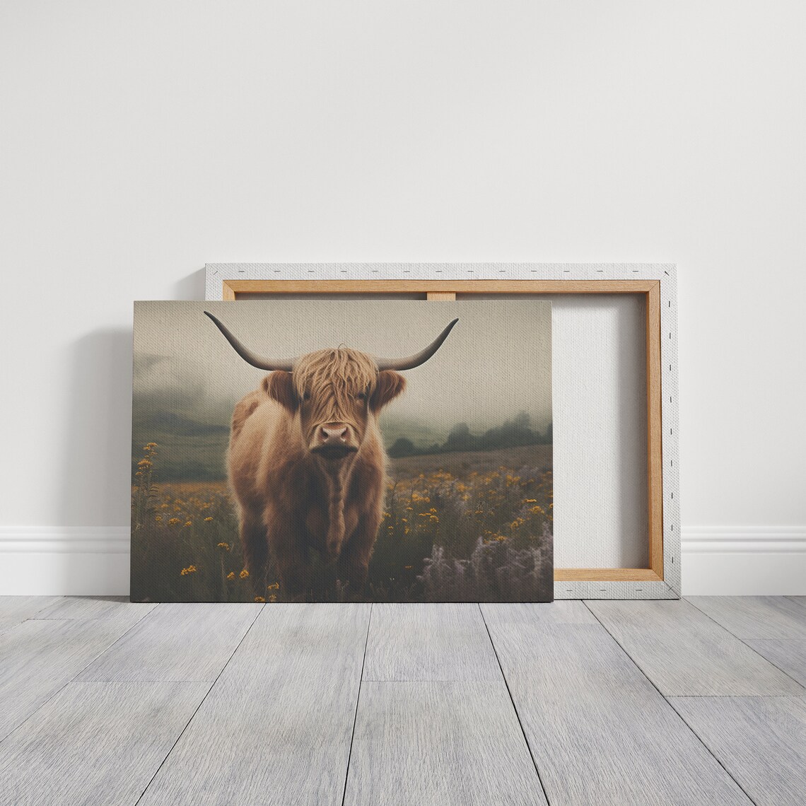 Highland Cow Art Print, Country Cottagecore Spring - Image 2