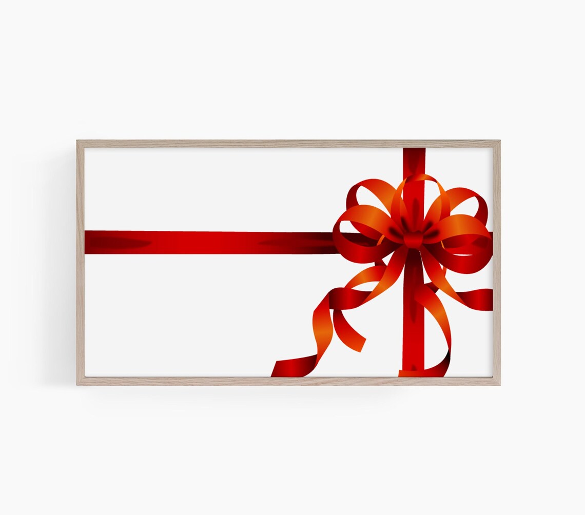 Red Ribbon Gift Bow Minimalist Modern Christmas Holiday Art Poster