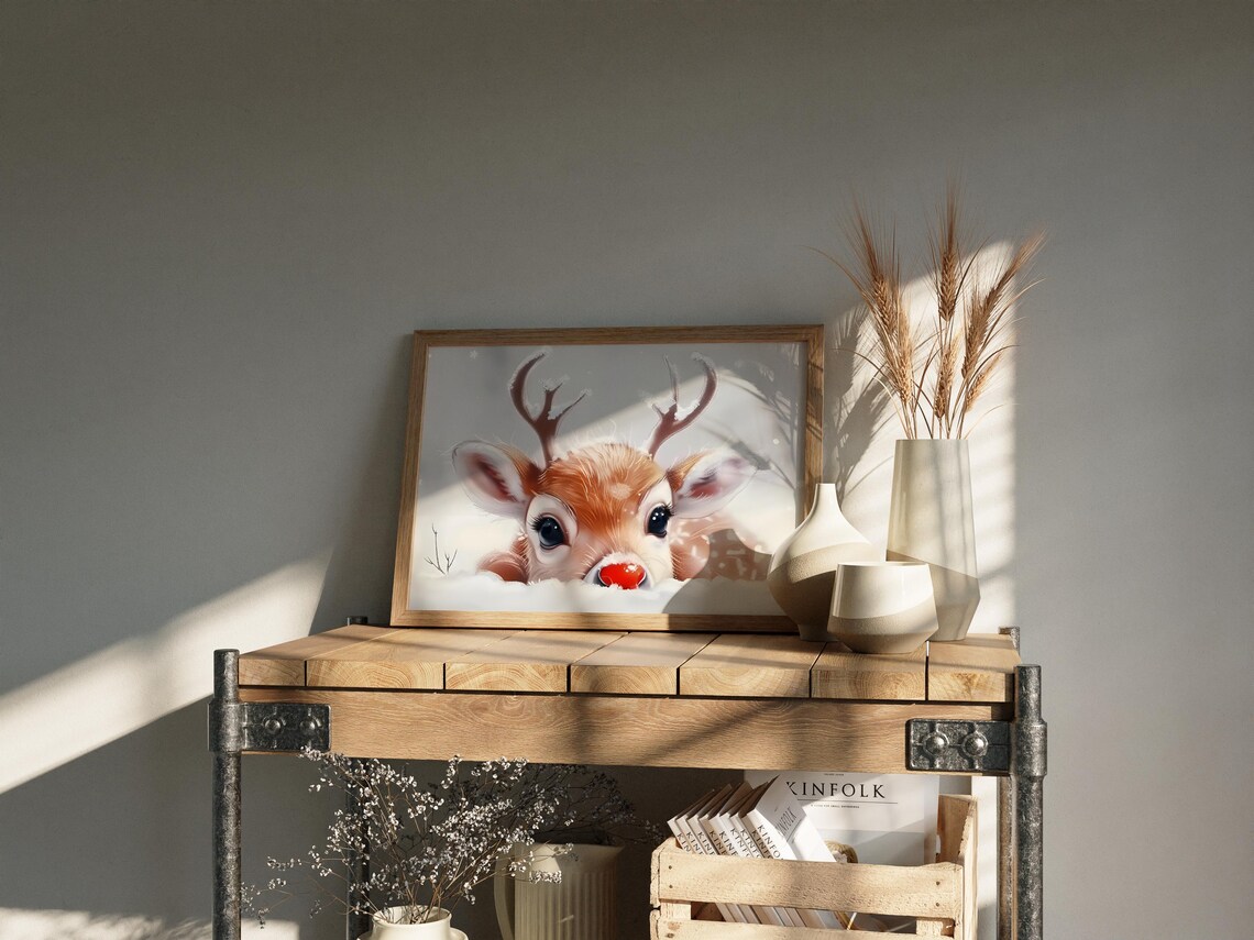 Rudolph Christmas Nursery Art Print, Kids Room Decor - Image 2