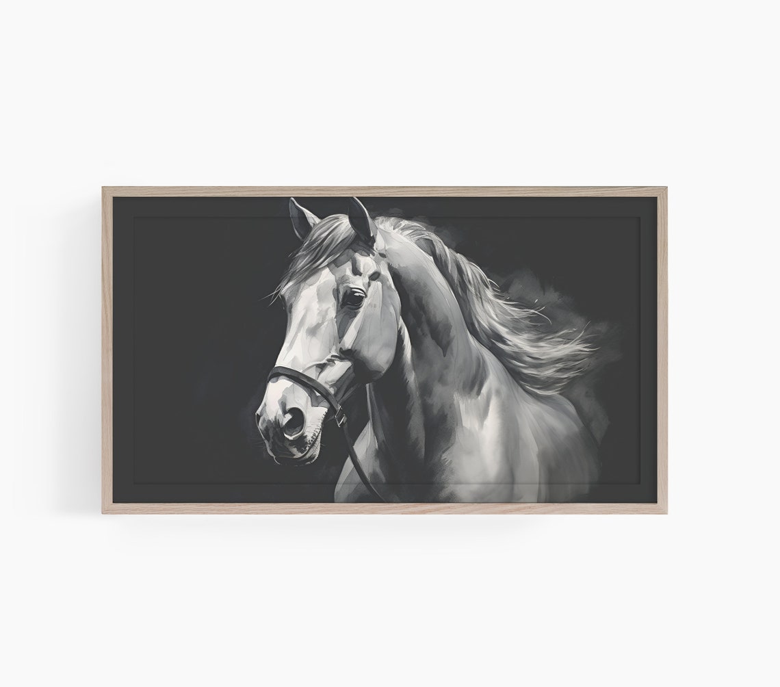 Horse Painting Frame Tv Art Close Up Horse Painting Tv Art Frame Tv Art Moody Horse Watercolor Tv Art Horse Love Tv Art