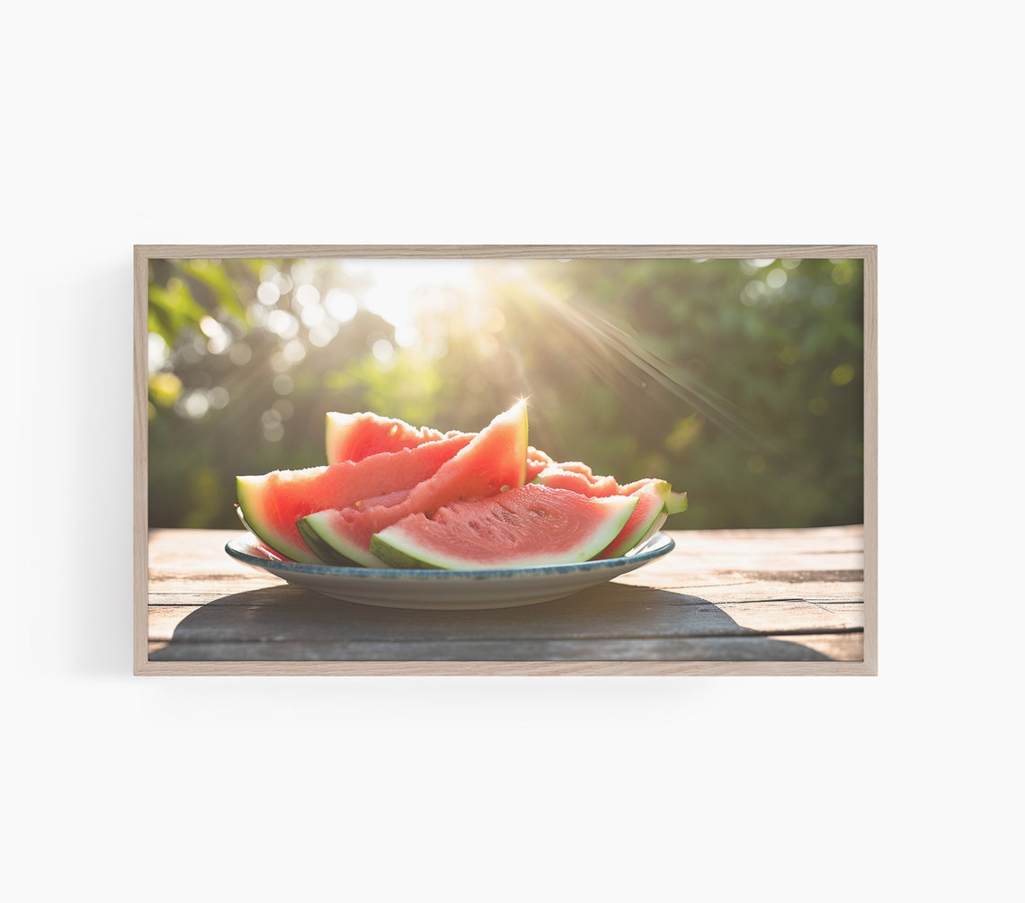 Fresh Watermelon Slices Sunlit Summer Kitchen Picnic Photo Poster