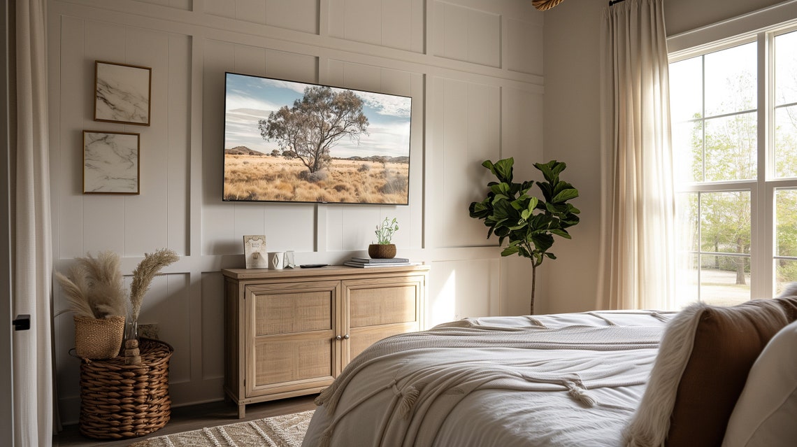 Australian Outback Lone Tree Golden Grassland Landscape Photo Poster - Image 3