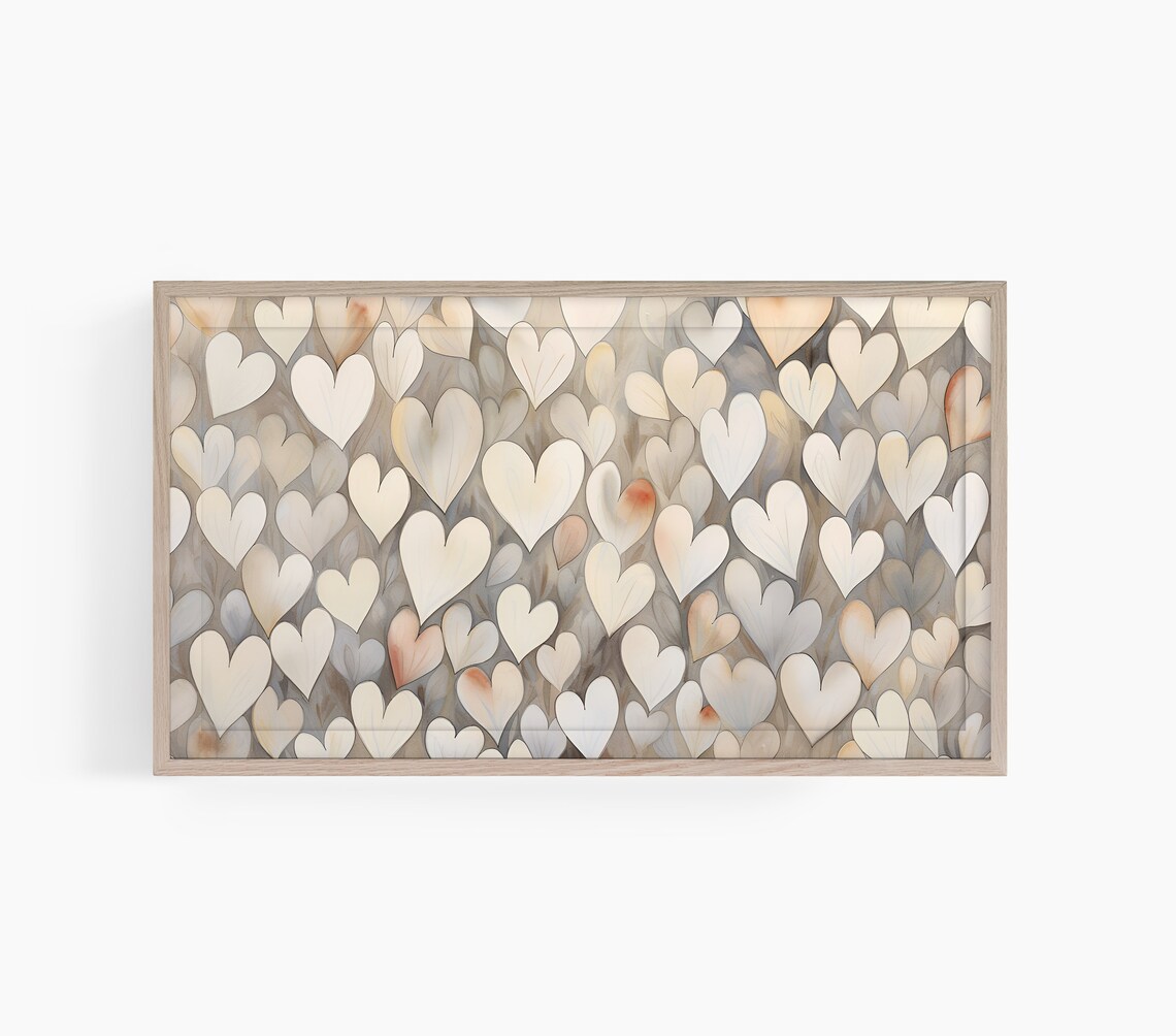 Valentine Hearts TV Art, Neutral Holiday Print