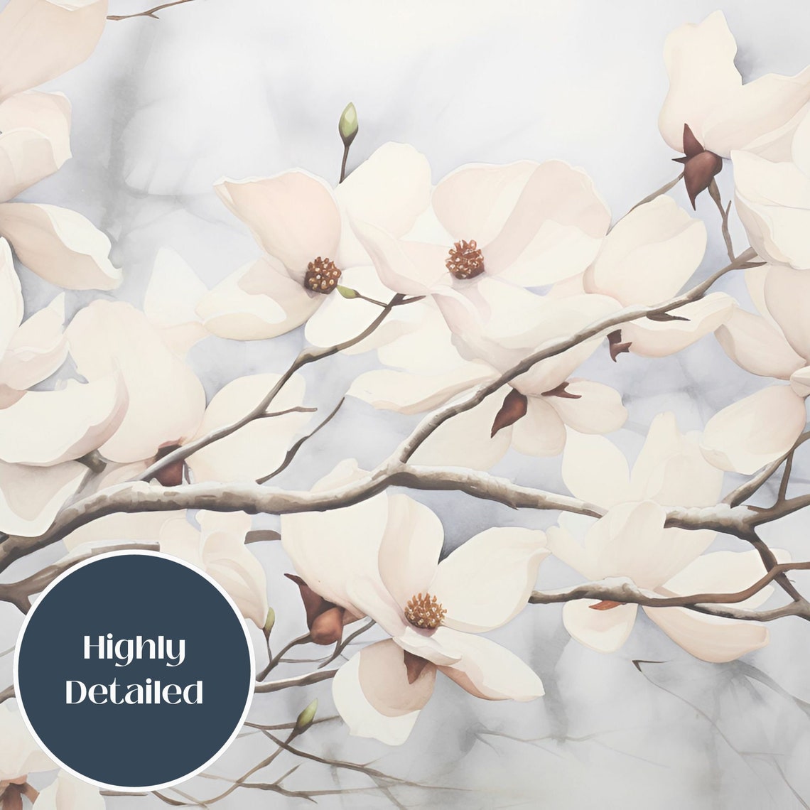 White Dogwood Blossoms Branches Soft Spring Floral Art Poster - Image 3