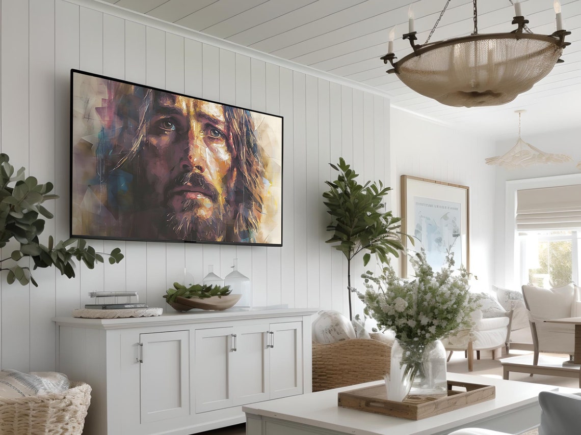 Jesus Christ Close Portrait Colorful Abstract Painterly Art Poster - Image 3