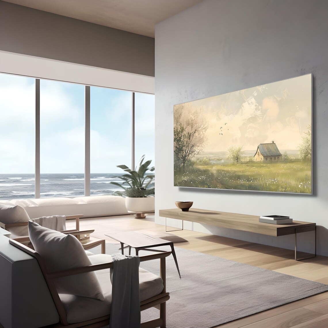 Spring Farmhouse Blossom Meadow Vintage Country Farm Wall Art - Image 3