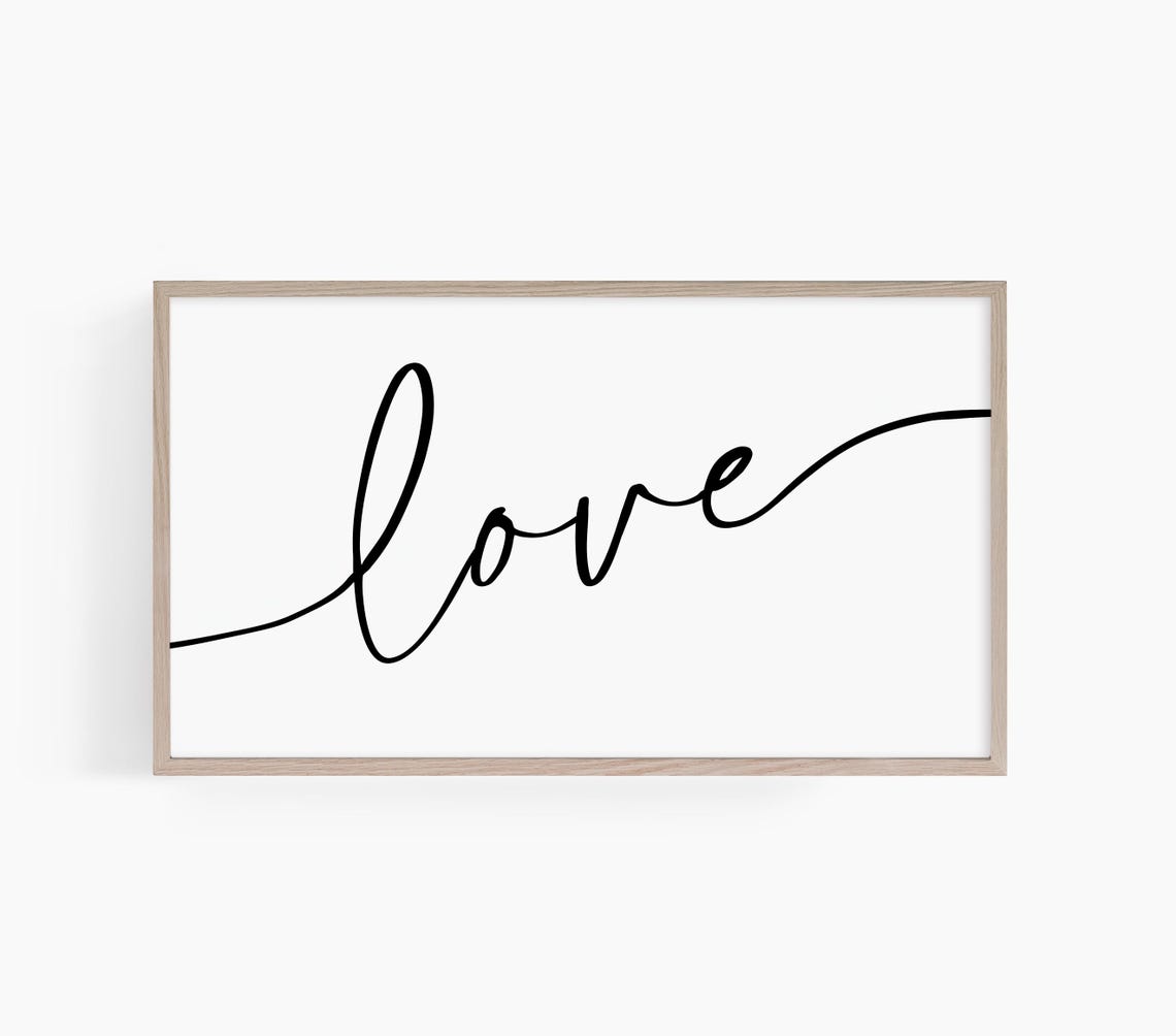 Minimalist Love Script Calligraphy Black And White Line Poster