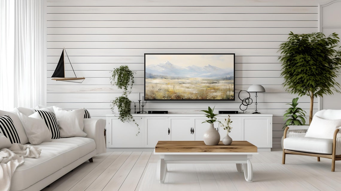 Snow Capped Mountain Meadow Wildflower Landscape Scenic Wall Art - Image 3