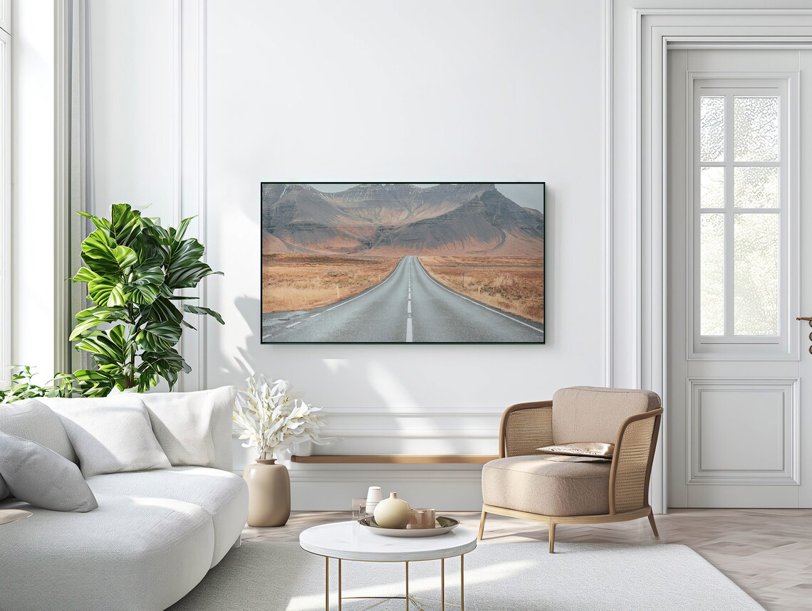 Open Road Toward Rugged Mountains Golden Plains Travel Photo Poster - Image 3