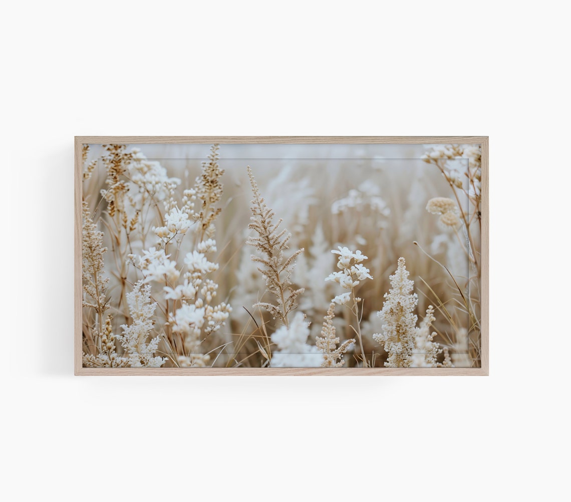 Cream White Wildflower Meadow Soft Beige Floral Field Poster