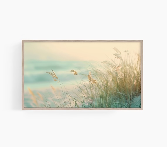 Sea Oats Dunes Soft Ocean Glow Golden Light Coastal Photo Poster