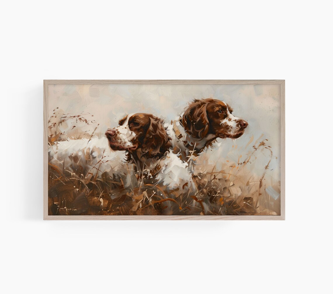 Bird Dogs Antique Fall Landscape Art Print