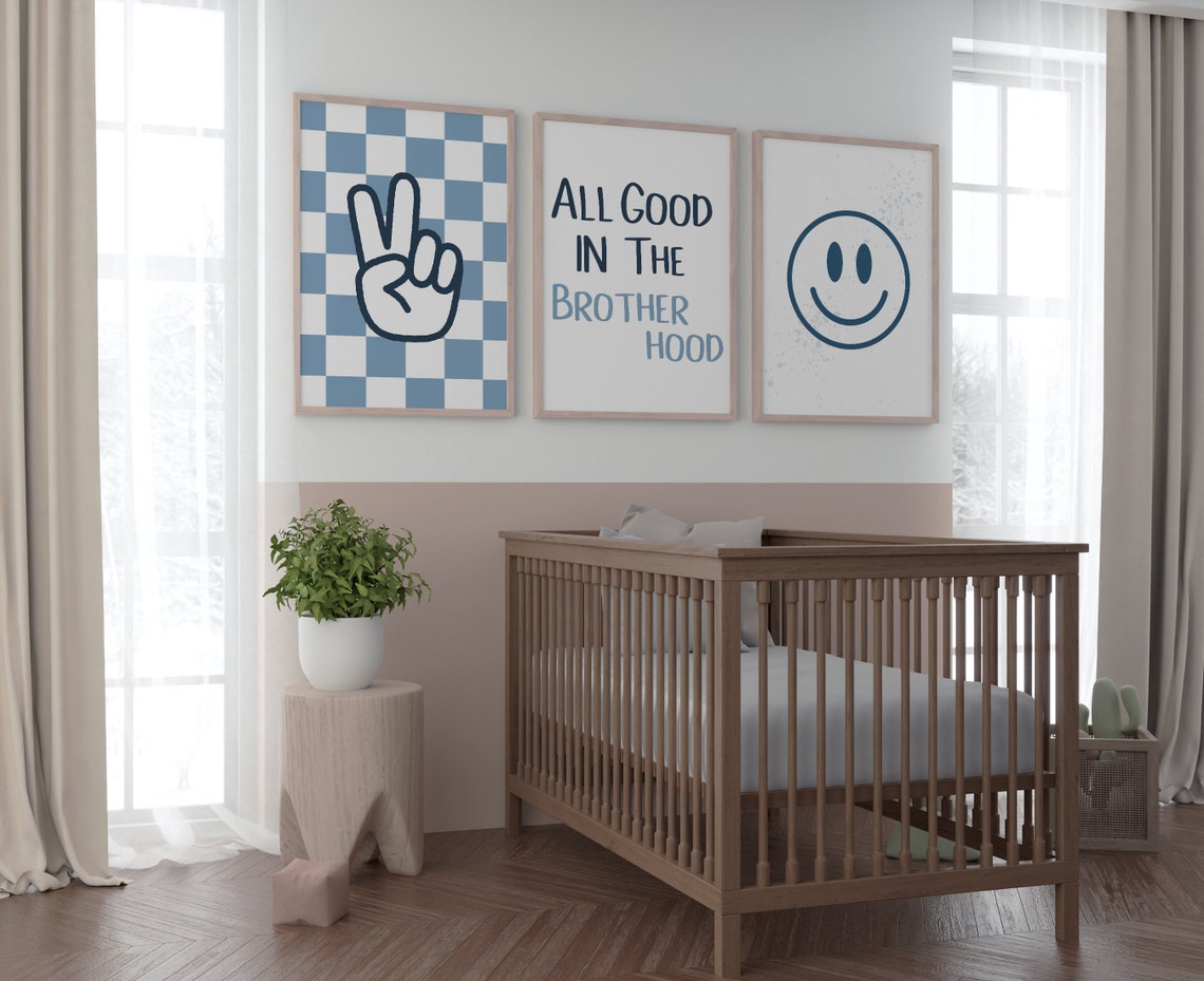 All Good In The Brotherhood Wall Art Boys Room Wall Art Set Kids Wall Art Boys Bedroom Decor Playroom Wall Art Decor Brothers Wall Art - Image 3
