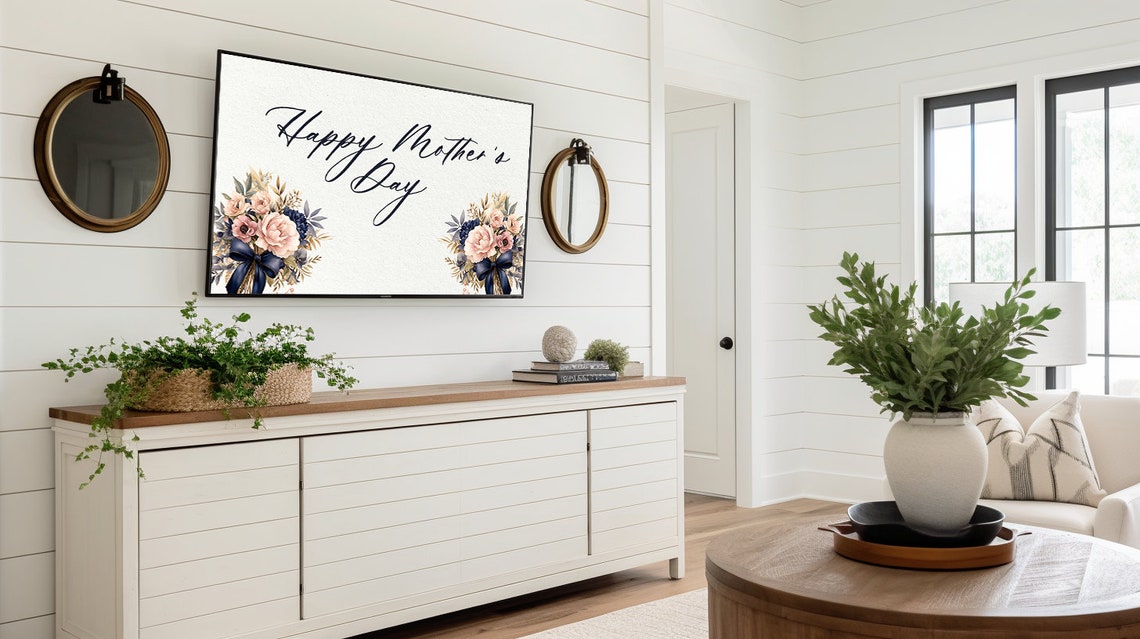Happy Mothers Day Elegant Floral Script Ribbon Bouquet Poster - Image 3
