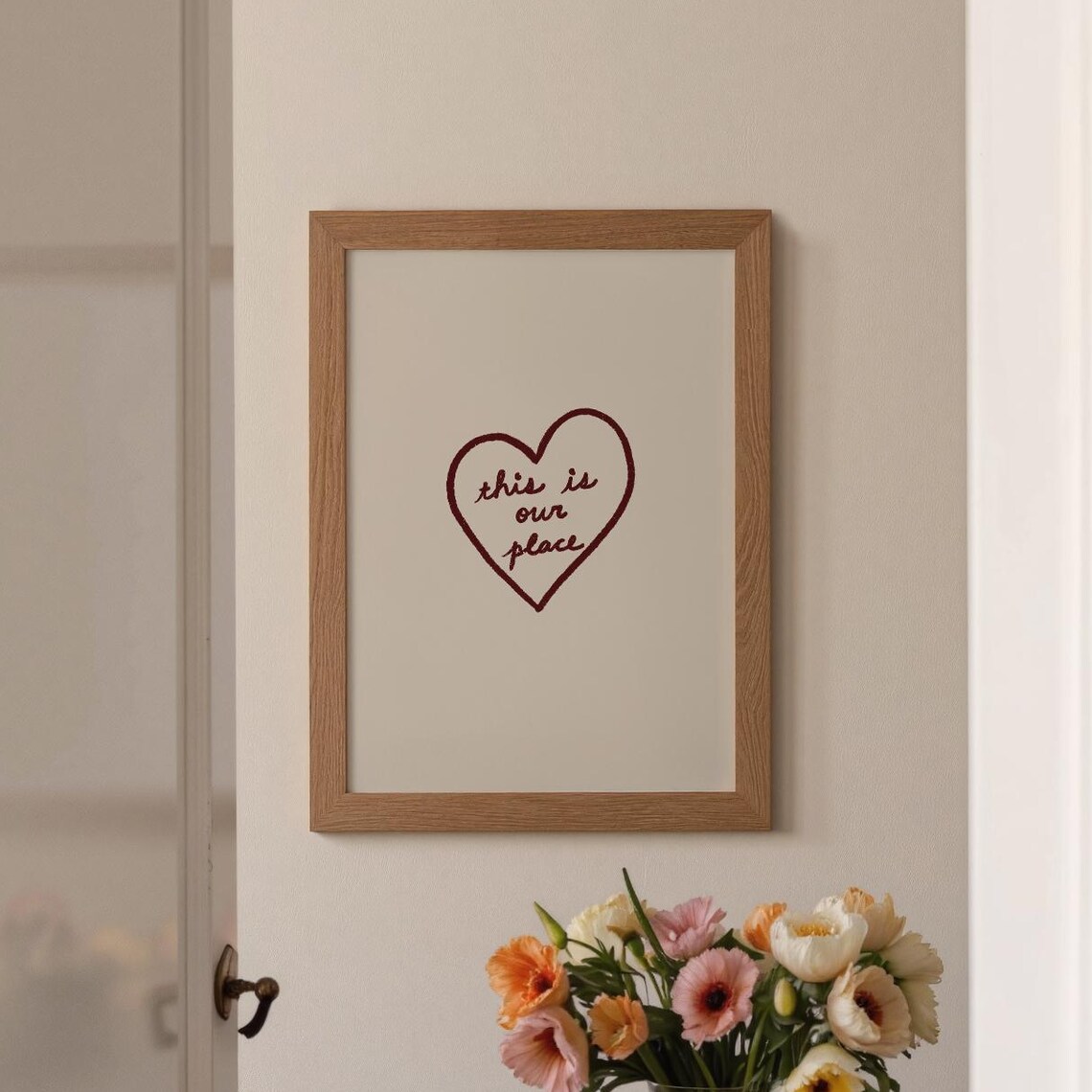 This Is Our Place Heart Outline Hand Drawn Romantic Love Wall Art