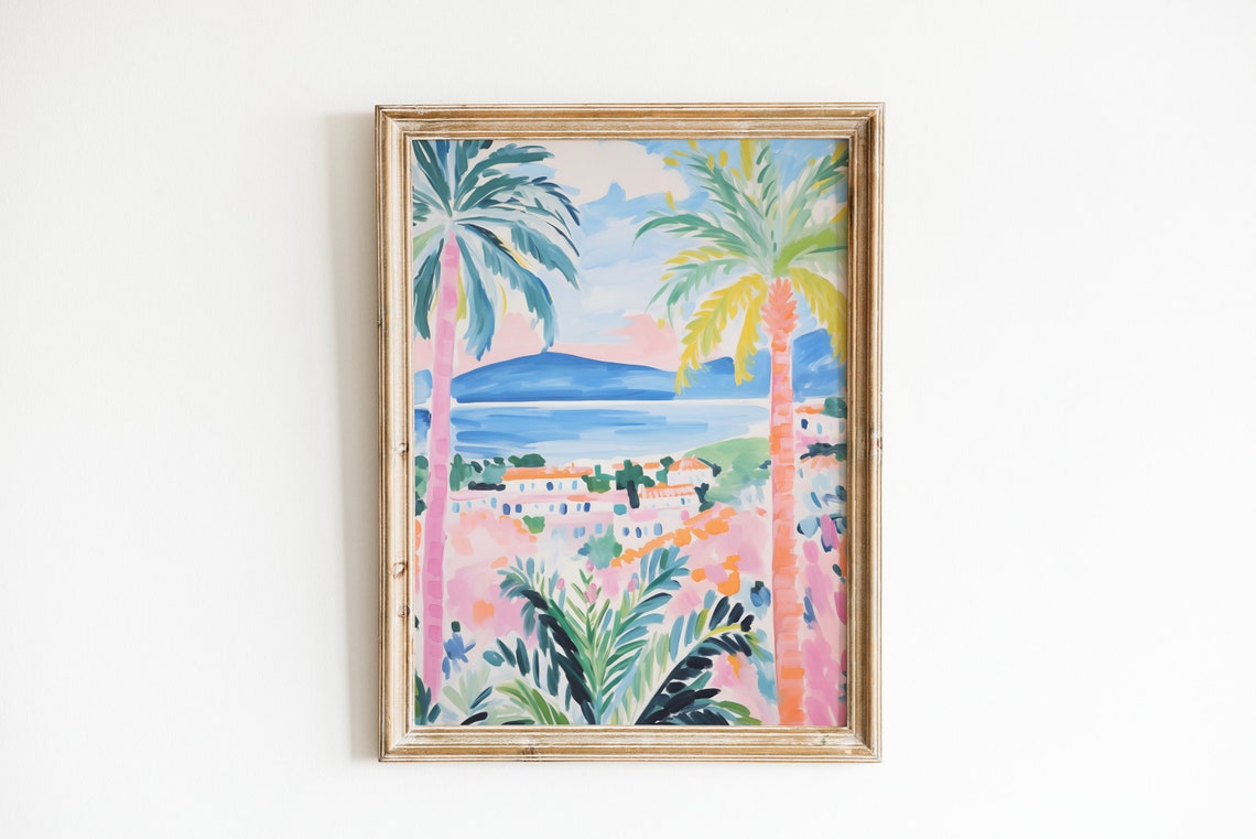Henri Matisse Style Palm Trees Pastel Tropical Coast View Poster - Image 2