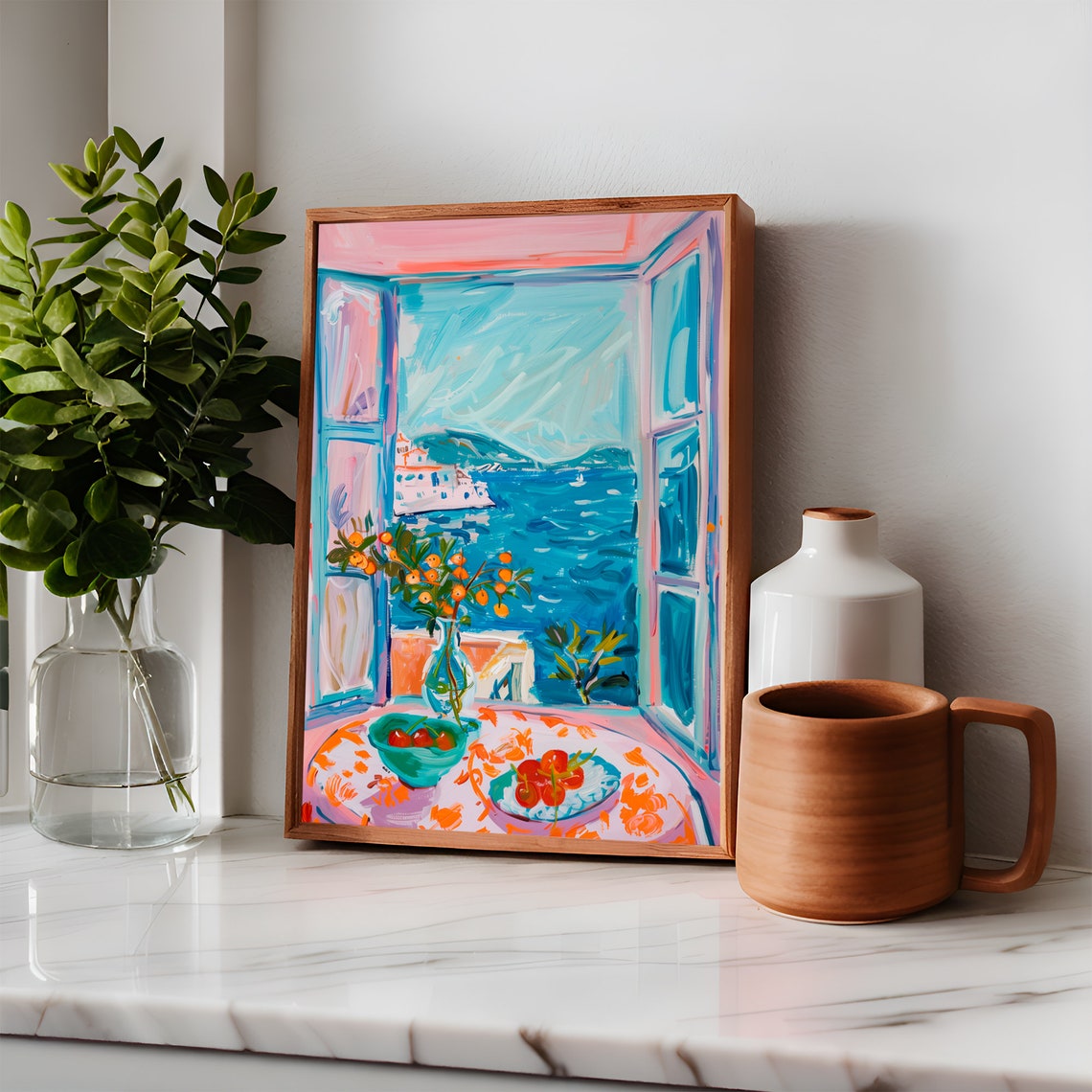 Henri Matisse Style Open Window Cherries Berries Sea View Poster - Image 3