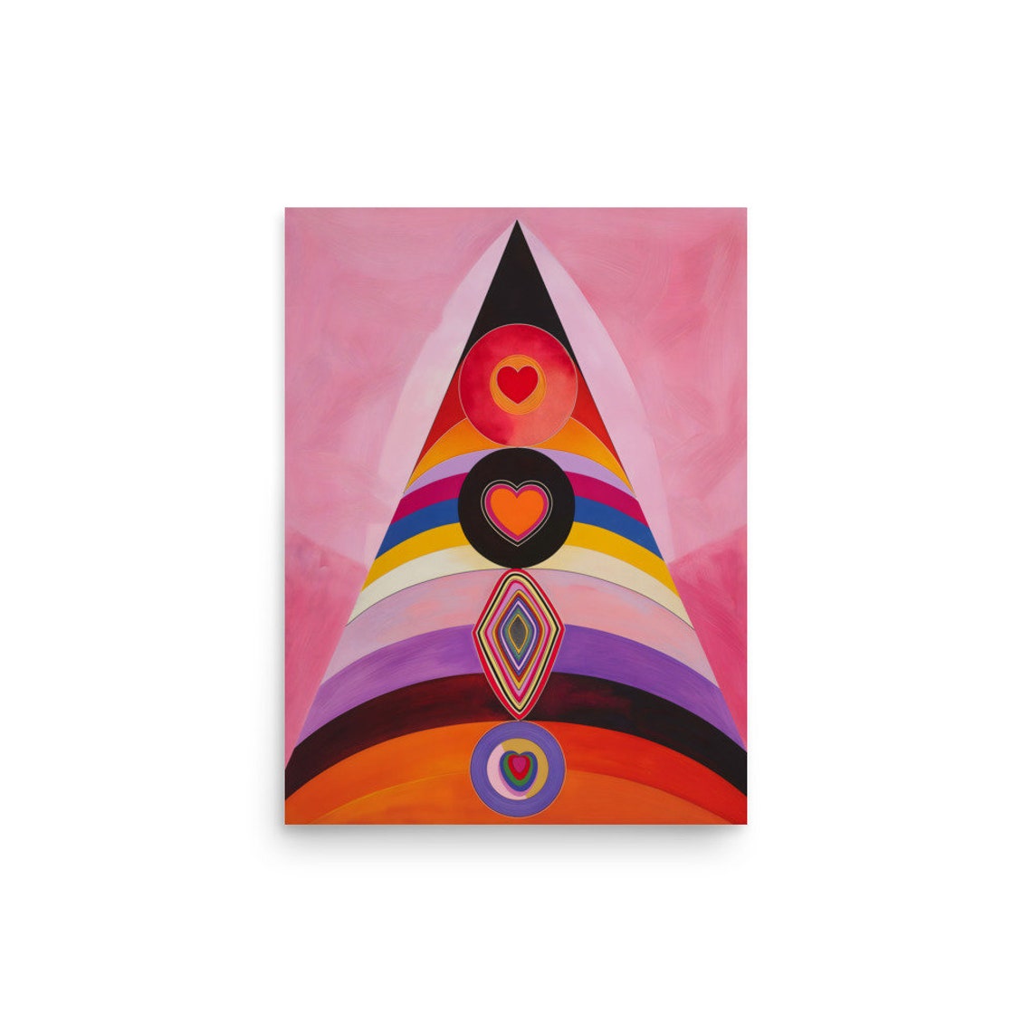 Hilma af Klint Style Geometric Heart Spire Rainbow Abstract Poster - Image 3