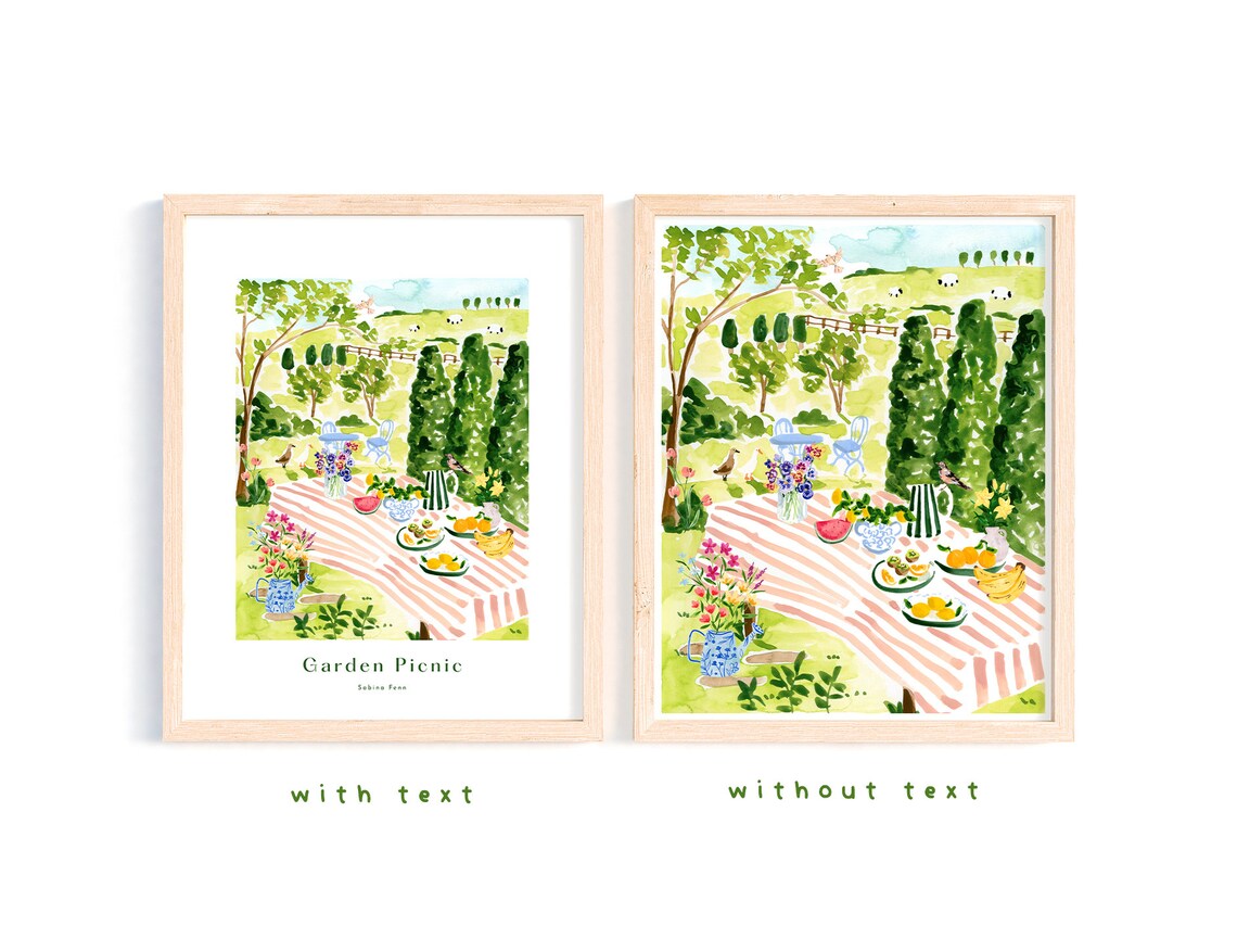 Garden Picnic Art Print, Cottagecore Countryside - Image 2