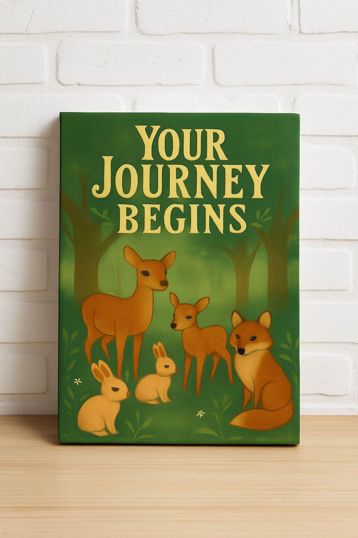 Your Journey Begins Cute Woodland Deer Fox Rabbit Nursery Poster