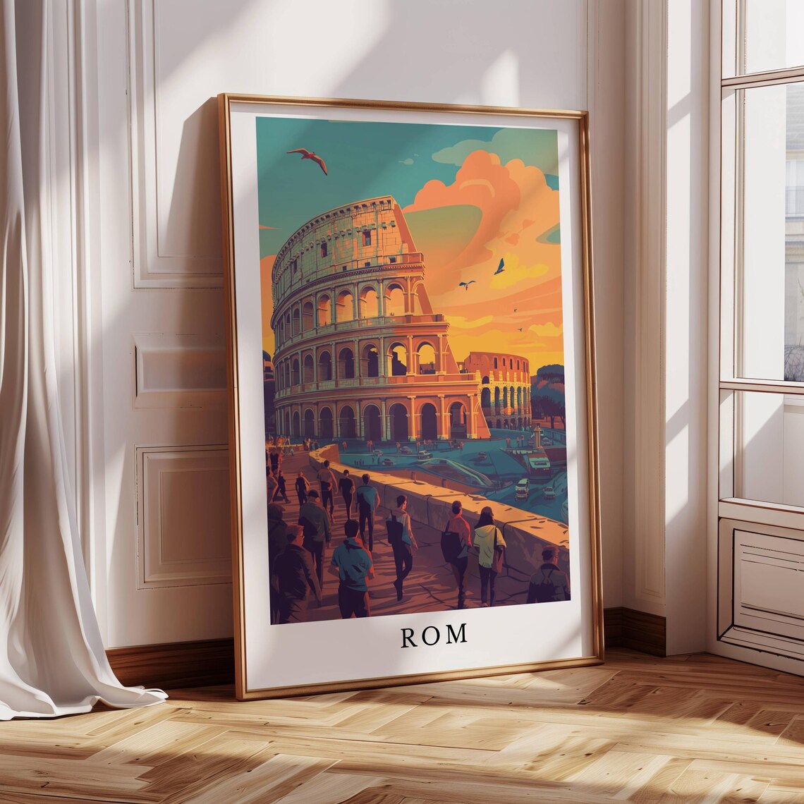 Rome Colosseum Travel Poster, Historic Architecture