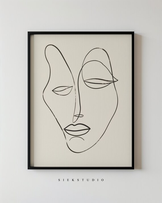 Minimalist Single Line Face Abstract Modern Art Gallery Poster