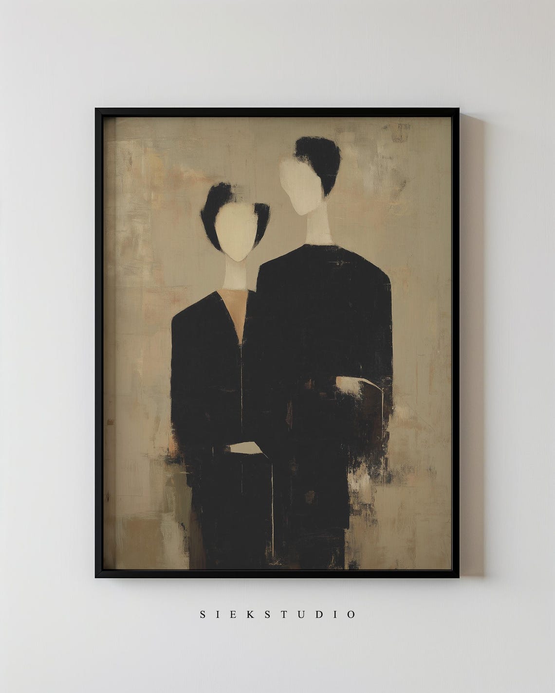 Minimalist Persons Abstract Couple Wall Art Print Neutral Faceless Portrait Wabi Sabi Modern Figurative Silhouette Decor