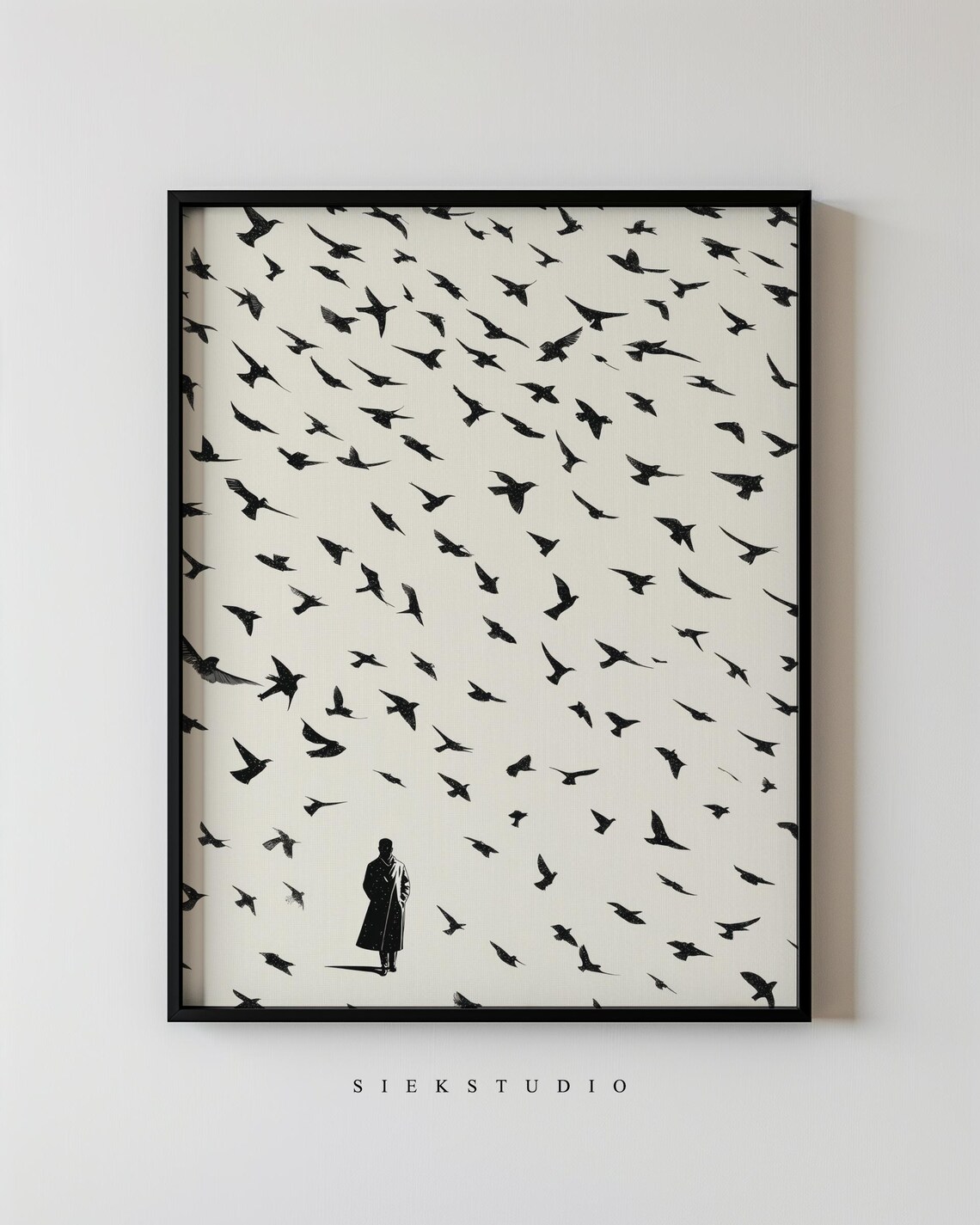 Abstract Minimalist Figure And Pattern Landscape Modern Black Bird Silhouette Contemporary Living Room Decor For Lovers 123