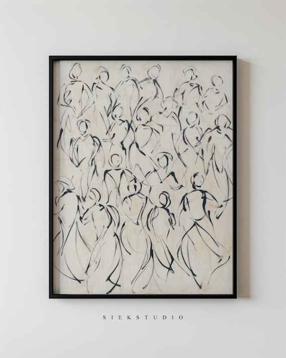 Abstract Figures Minimalist Neutral Dance Wall Art Modern Figurative Line Drawing Print Contemporary Expressive Black And White Decor 225