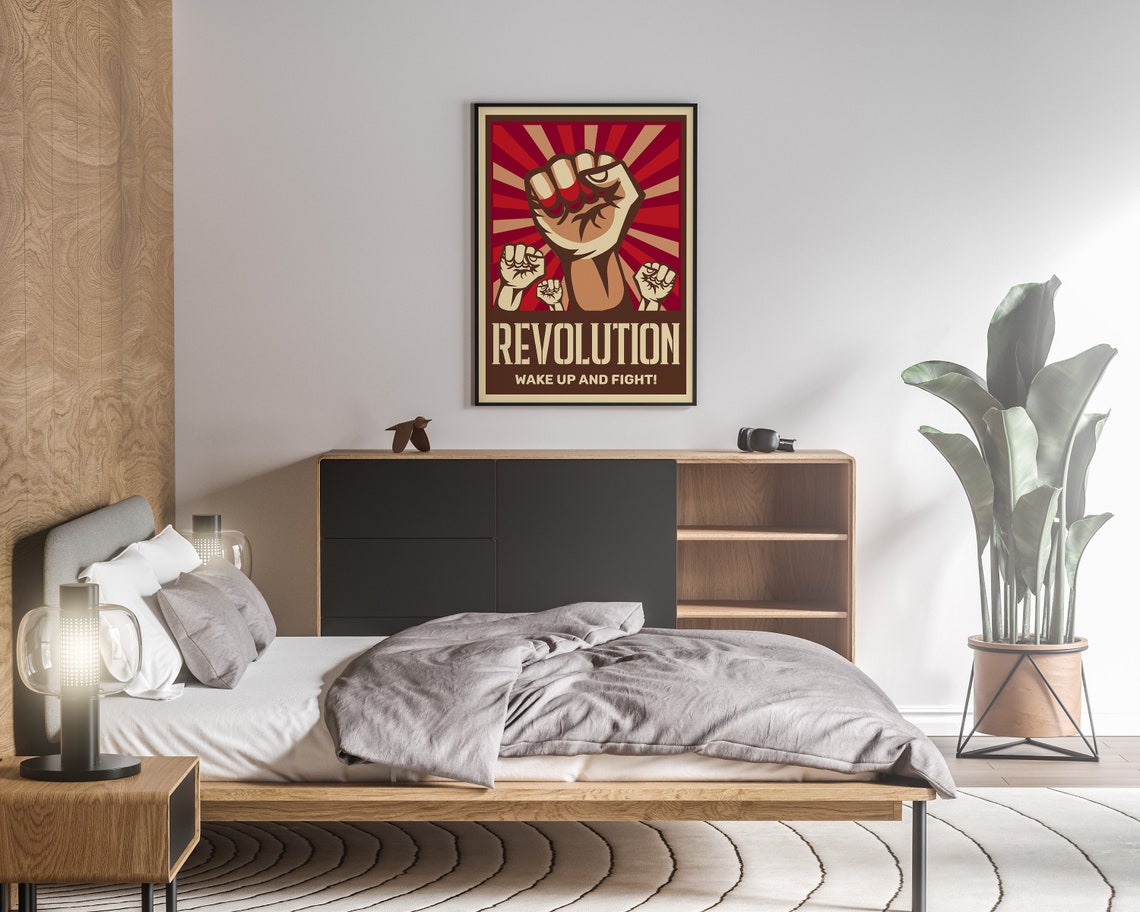 Revolution Wake Up and Fight Raised Fist Protest Power Poster - Image 3