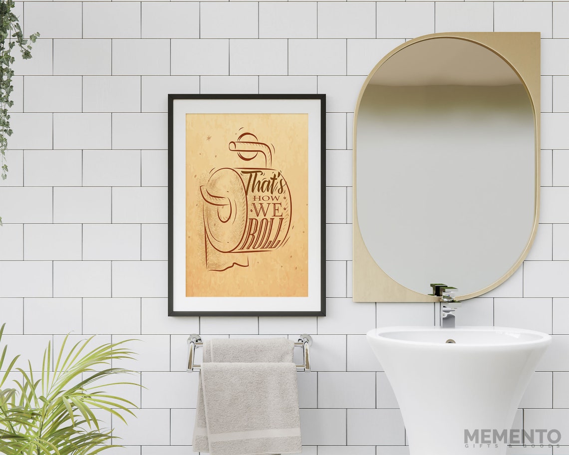 Thats How We Roll Funny Toilet Paper Sketch Bathroom Humor Wall Art - Image 4