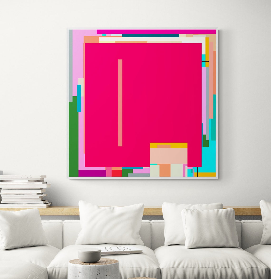 Colorful Abstract Art Bright Geometric Magenta Abstract Painting Wall Art Modern Instant Wall Decor - Image 3