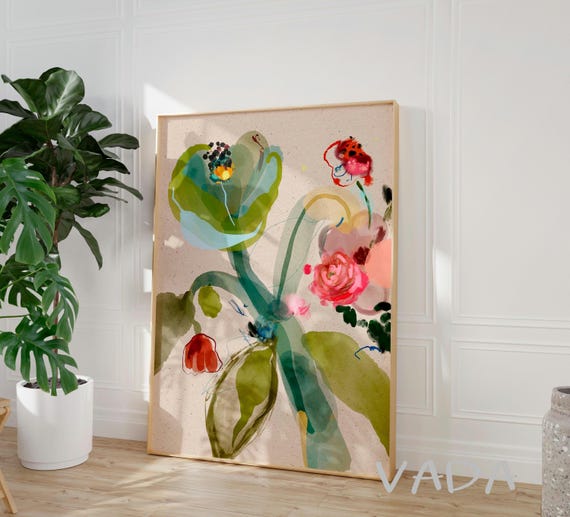 Abstract Botanical Floral Watercolor Art Print